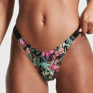 Victoria’s Secret Shine Strap Brazilian Swim Bikini Bottom Palm Medium